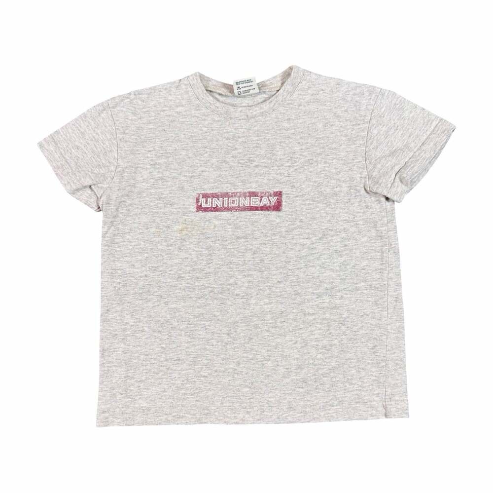 Vintage Union Bay Gray Logo Graphic Print Crew Neck Short Sleeve T Shirt Size XS